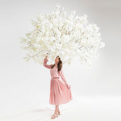 Искусственное дерево "Сакура Luxe Белая/Белый Ствол" 3 м