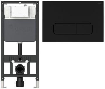 Комплект инсталляции Рехау NOVAFLOW с панелью смыва NOVA ELLIPSE 001 овальной, черный, матовый