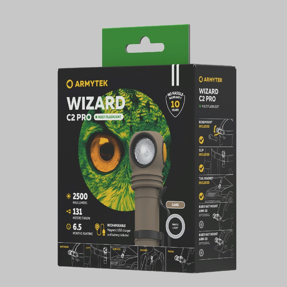 Мультифонарь Armytek F08701CS Wizard C2 Pro Magnet USB Sand White