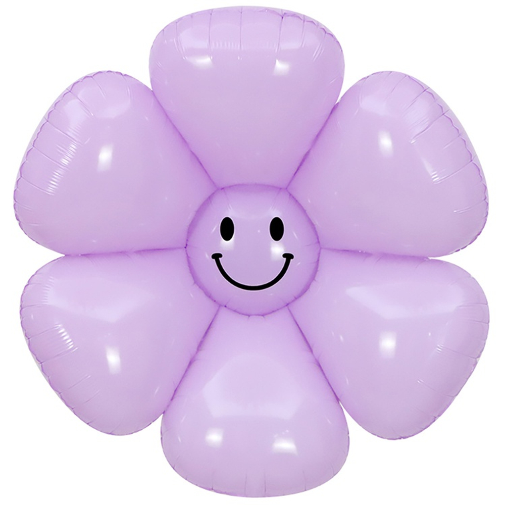 Шар Фольгированный Цветок Ромашка Улыбка сиреневая (Сиреневый)