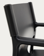 Стул Jan из переработанной кожи черного цвета и ясеня в черном цвете