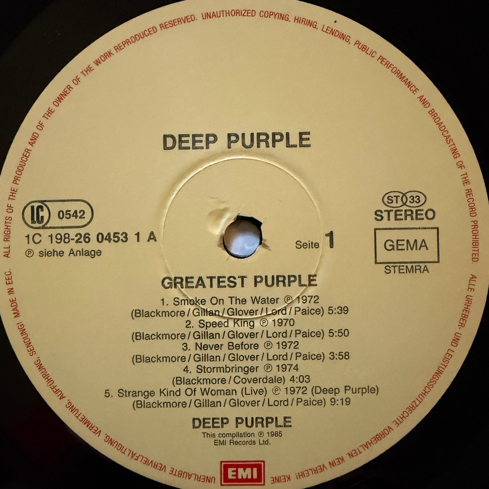 Deep Purple ‎– Greatest Purple 2LP (Европа 1985г.) Т