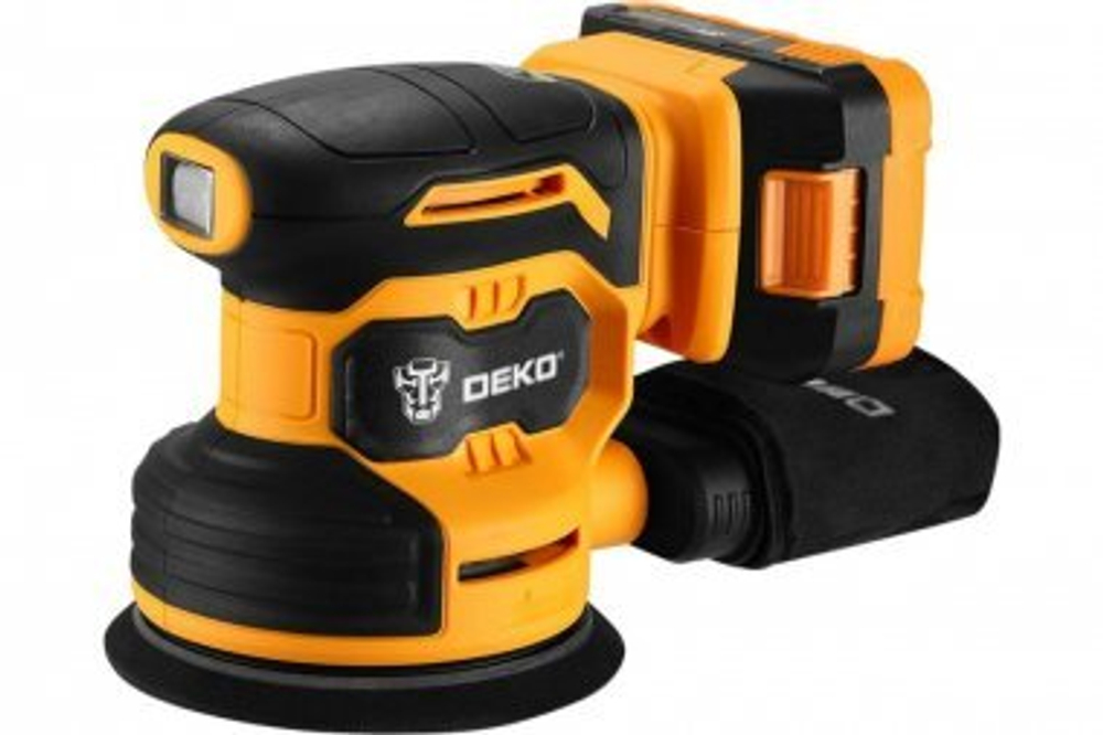 Шлифмашина эксцентриковая аккумуляторная Deko DKCG20-125, 20В, 1*2.0Ач (063-4022)