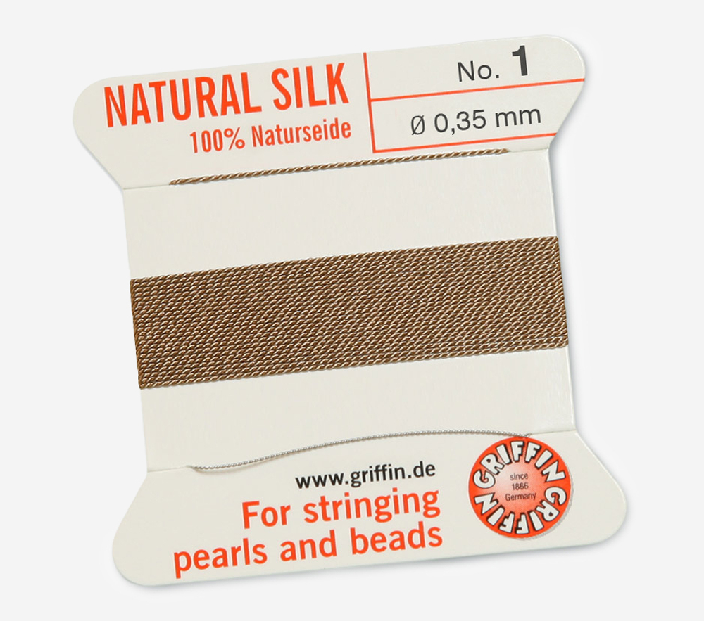 Griffin Natural Silk No1 0.35мм, с иглой, два метра, кофе с молоком