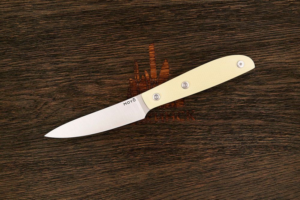 Нож кухонный MOYO Геликон овощной 105мм, сталь AR-RPM9, рукоять G10-extra слоновая кость