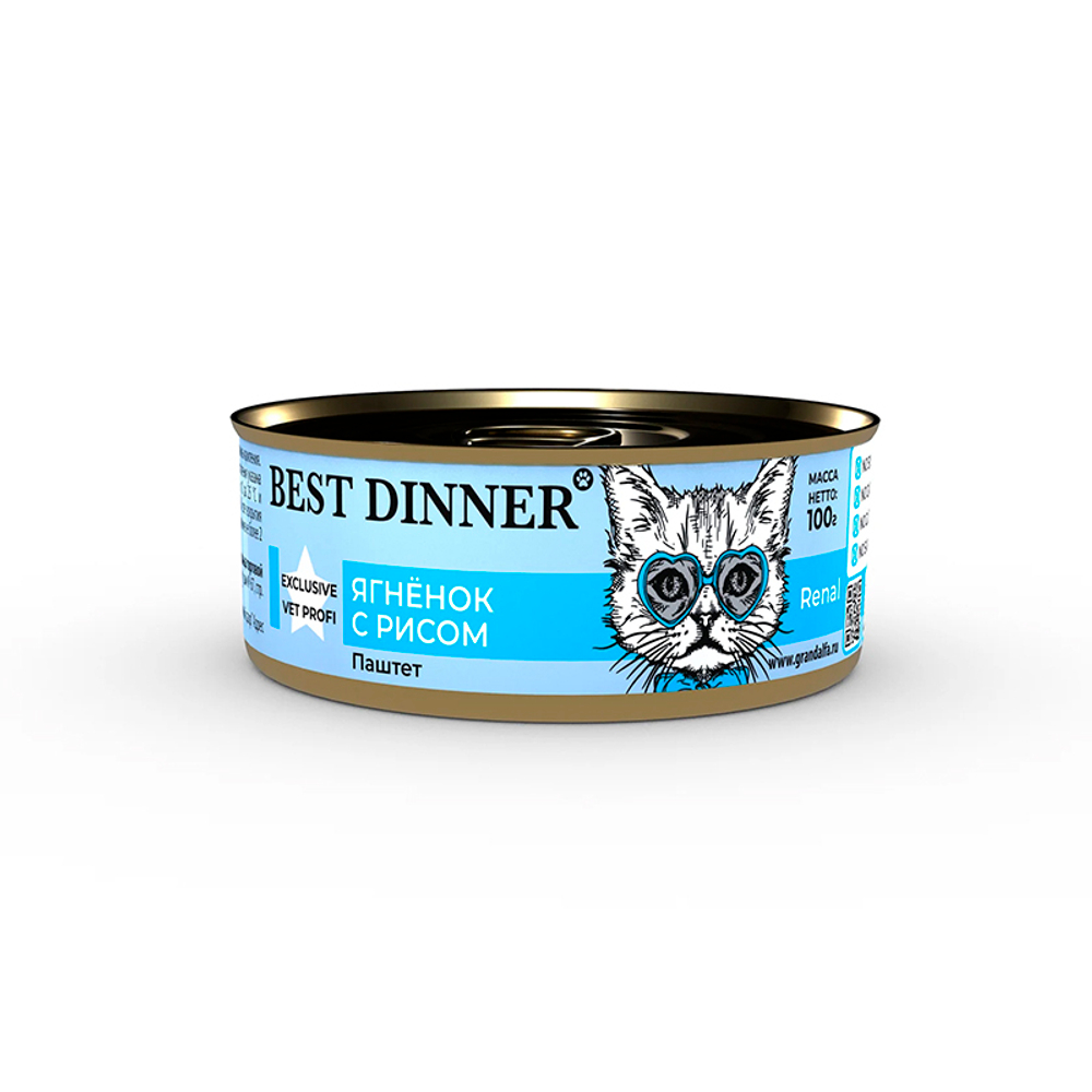 Паштет Best Dinner Vet Profi Renal ягненок рис ренал 100г для кошек с 6 мес.при болезнях почек