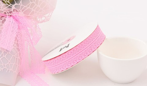 Лента кружевная с полоская Розовая