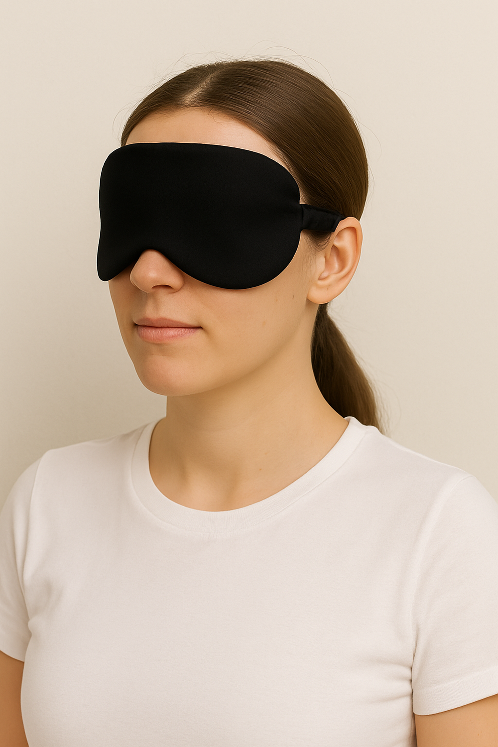 Маска для сна "Нежность", хлопок, сатин, черная, стандартная резинка