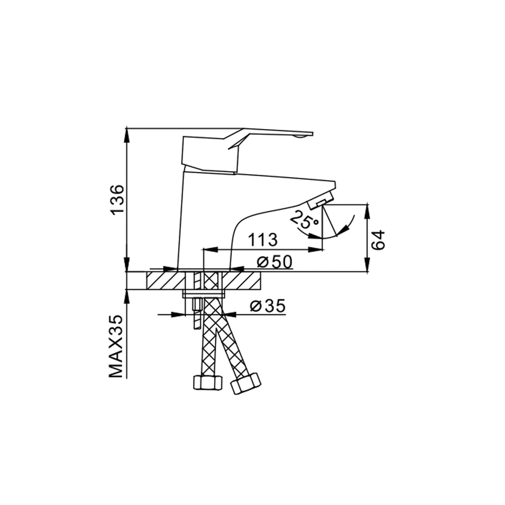 Смеситель для раковины 40к F1063 FRAP (литой, хром, п/шпильку, латунь)
