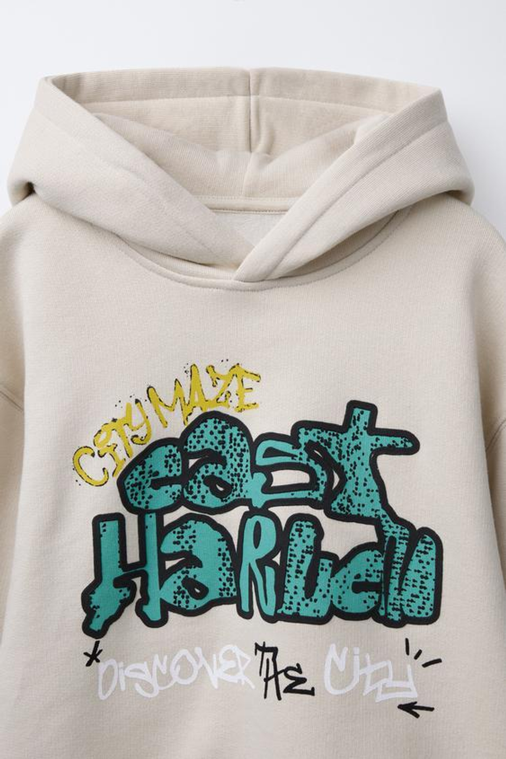 ZARA ТОЛСТОВКА С РЕЛЬЕФНЫМ ПРИНТОМ, ПЕСОЧНЫЙ