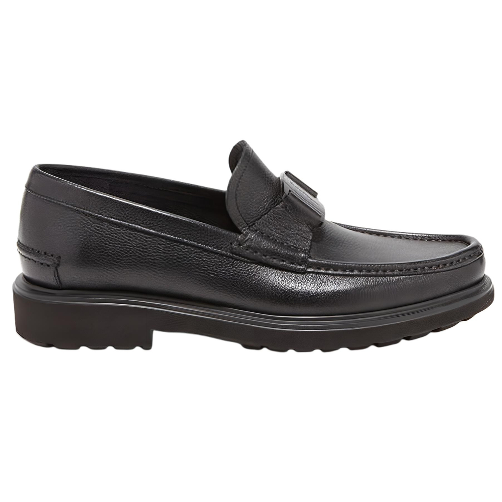 FERRAGAMO Leather Casual Shoes Men"s Black