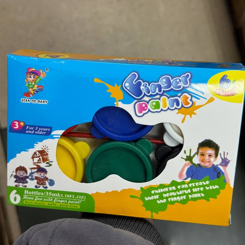Гуашь пальчиковая "Kids", 6 цв