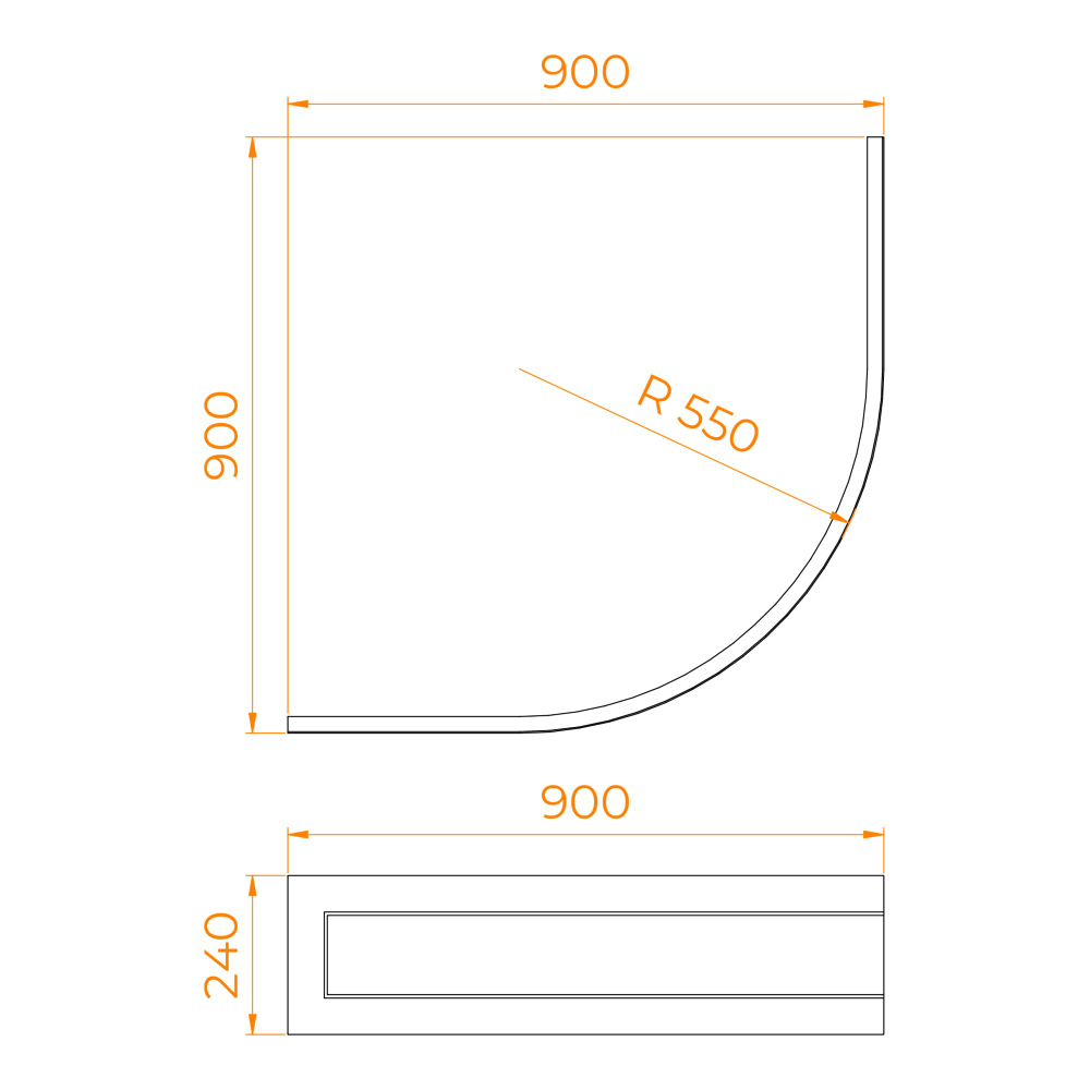 Экран для душевого поддона RGW NP/CL-S полукруглый (900x900)