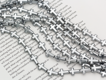 Нить бусин из Гематита "Крестики" 10х14мм