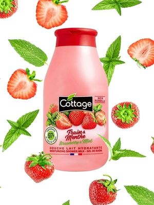 COTTAGE. Молочко для душа увлажняющее КЛУБНИКА & МЯТА/ Moisturizing Shower Milk - Strawberry & Mint 250 мл