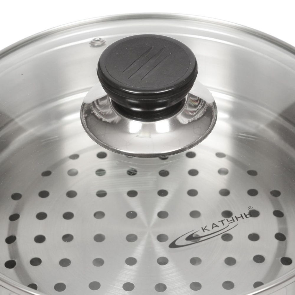 Мантоварка сталь, 30 см, 21.5 л, 4 секц, Катунь, крышка стекло, КТ-304A/Т