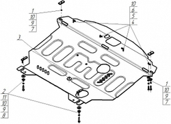 Защита стальная для Hyundai Sonata VI, Kia Optima III (РФ рынок) Motodor.70918