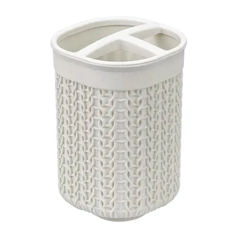 Подставка для зубных щеток ВЯЗАНИЕ белый ротанг