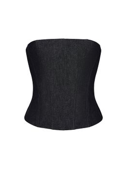 Топ корсетного типа из денима с отстрочками