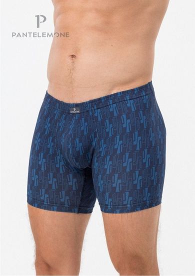 Трусы мужские боксеры удлинённые Pantelemone PMHL-1523, геометрия деним/темно-синяя