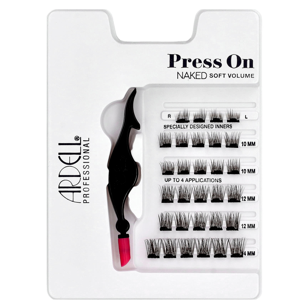 Ardell, Press On, предварительно приклеенные нижние ресницы, мягкий объем без слоя, 30 предварительно приклеенных кластеров и аппликатор