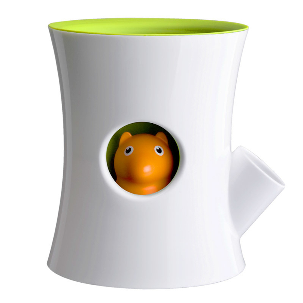 Горшок самополивающийся Log&Squirrel белый-зеленый Qualy