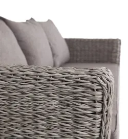 "Капучино" диван из искусственного ротанга (гиацинт) трехместный с подушками, цвет серый