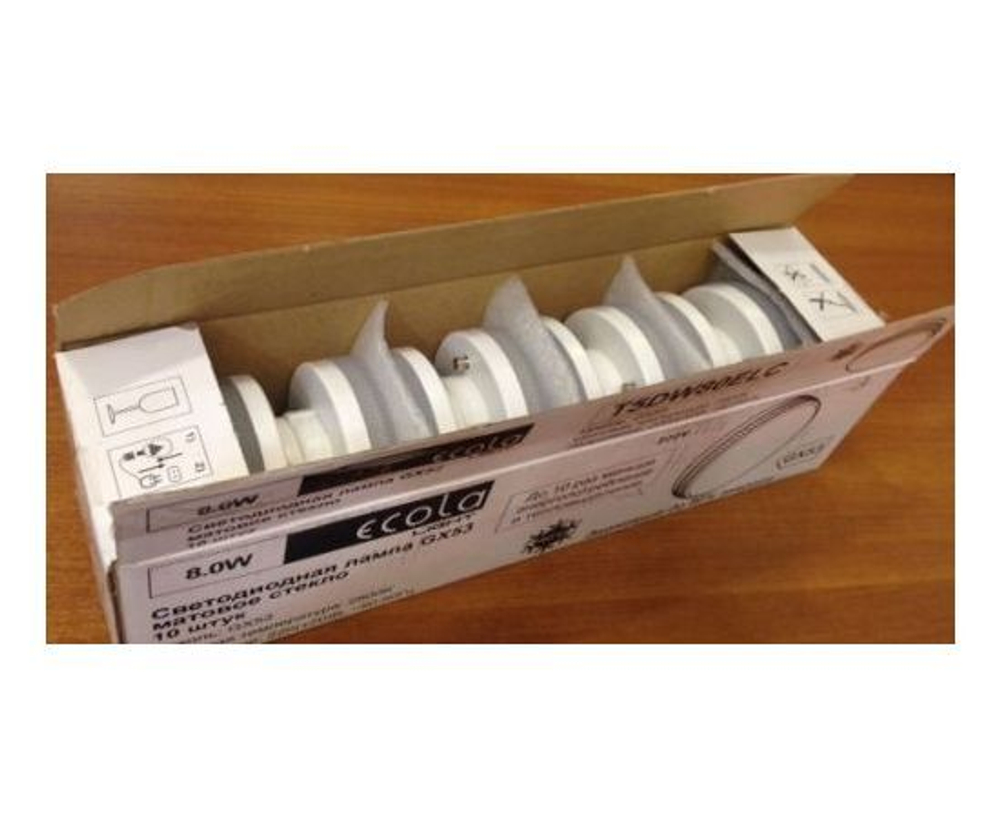 Лапочка Ecola GX53 св/д 8W 4200K 4K 27x75 матов. Light T5MV80ELC, 1 шт.