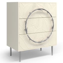 Комод Арт Колор leaves с 3-мя ящиками Стайл Сильвер Кремовый белый