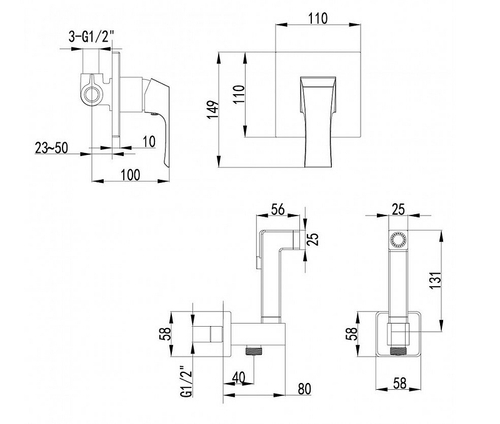 Гигиенический душ со смесителем Lemark Unit LM4519C Хром