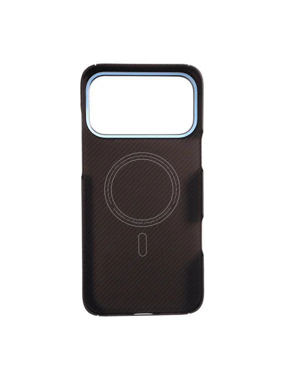 Карбоновый чехол для IPhone 17 Pro MAX with MagSafe черный полоска (Black)