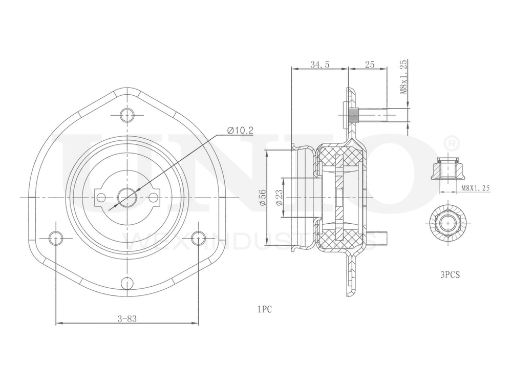 Опора амортизатора передняя UNIO RMP-13042