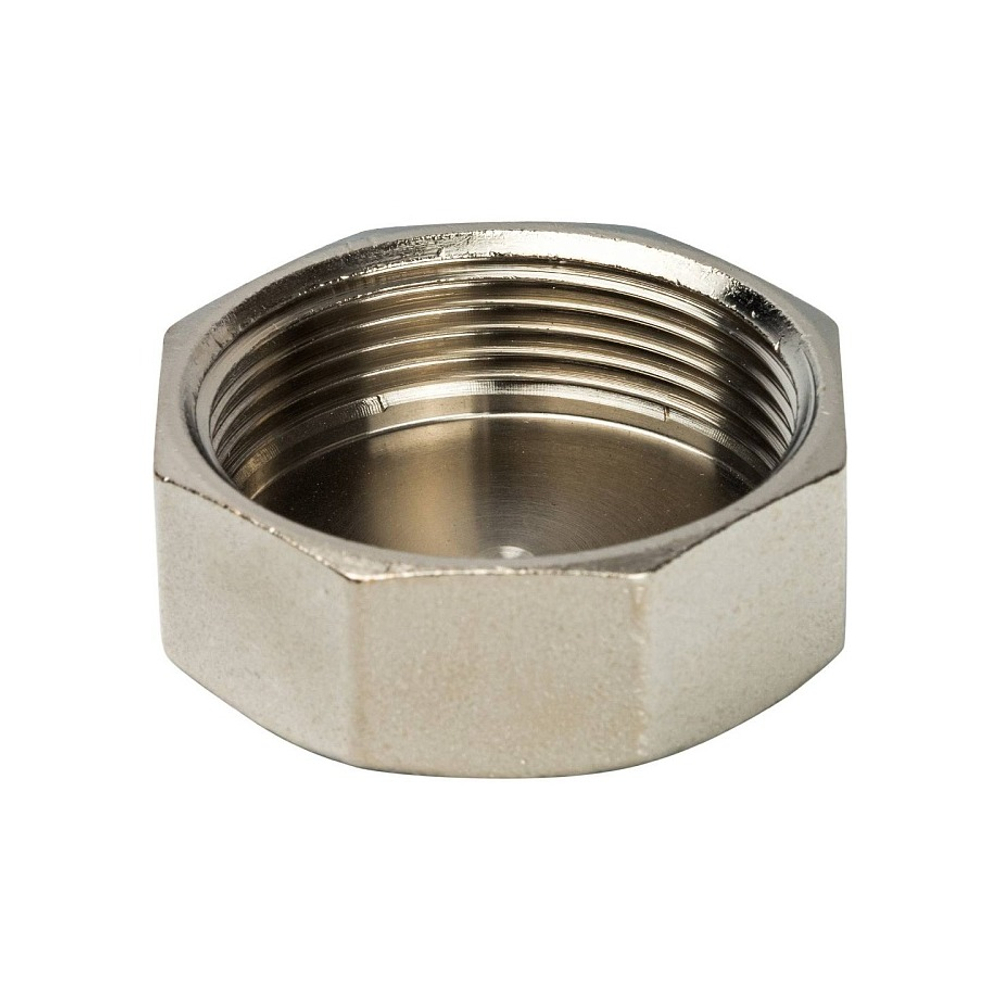 Заглушка с внутренней резьбой STOUT SFT 0027 - 1"1/2 (для стальных труб, латунь никелированная)