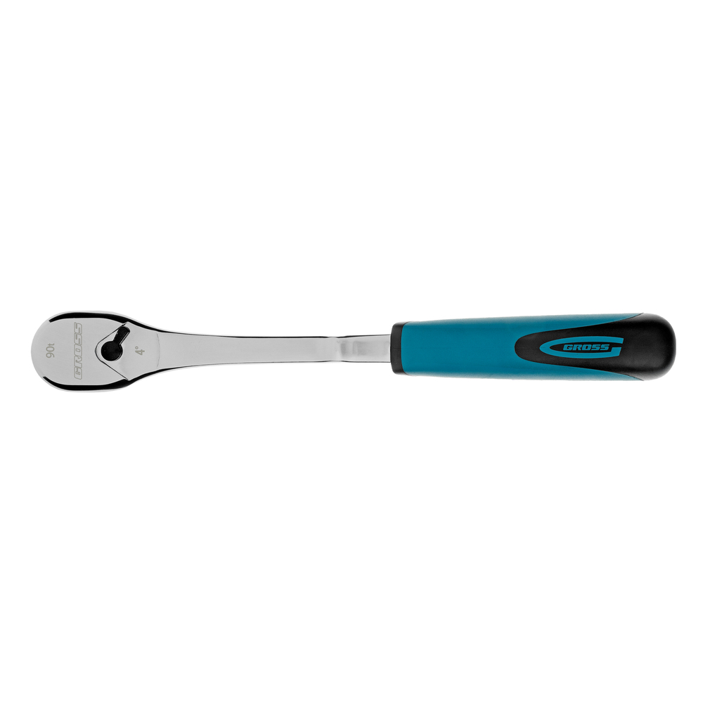 Ключ-трещотка 1/2", CrV, 90 зубьев, усиленный, хром Gross