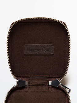Massimo Dutti Квадратный кожаный кошелек с застежкой-молнией, коричневый