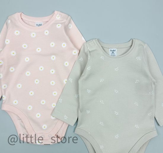 Комплект боди с длинным рукавом, Веточки/ромашки