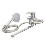 67-0-734 Смеситель стандарт однор. для ванны перек. кранбукса, лейка, шланг, настен, керам. карт. 40мм