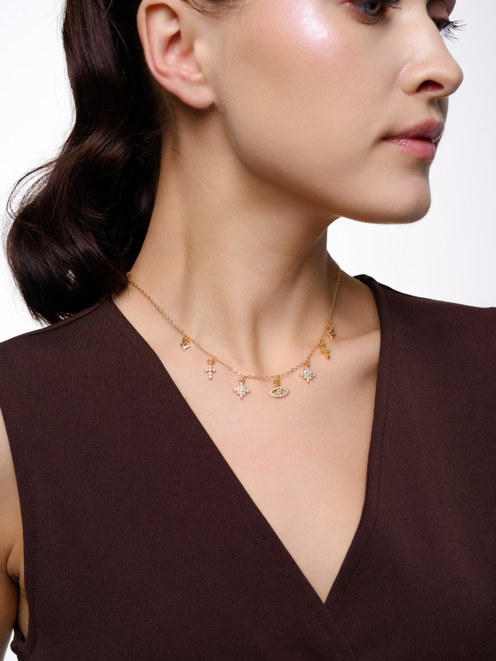 Колье "Cross Star Eye" Gold