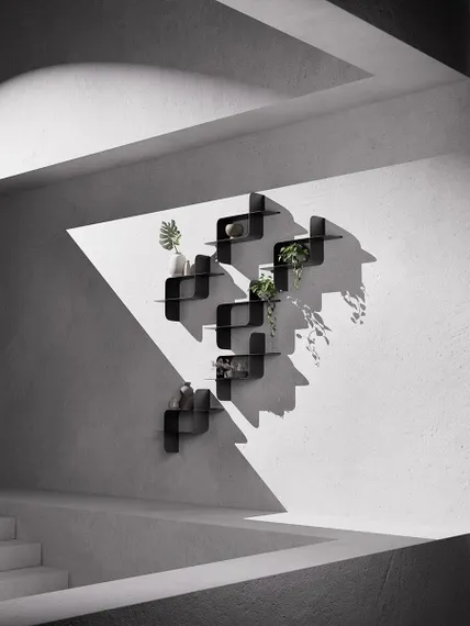 Набор металлических настенных полок montage, 2 шт., черные