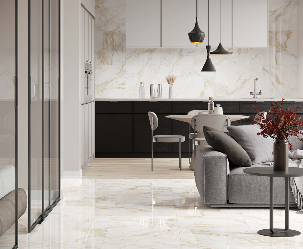 Керамогранит Calacatta Oro 60x60 см 1.44 м² глянцевый цвет жёлтый