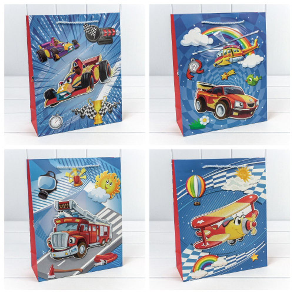Пакет подарочный 26х32х10см "Детский" с 3D аппликацией (Микс)