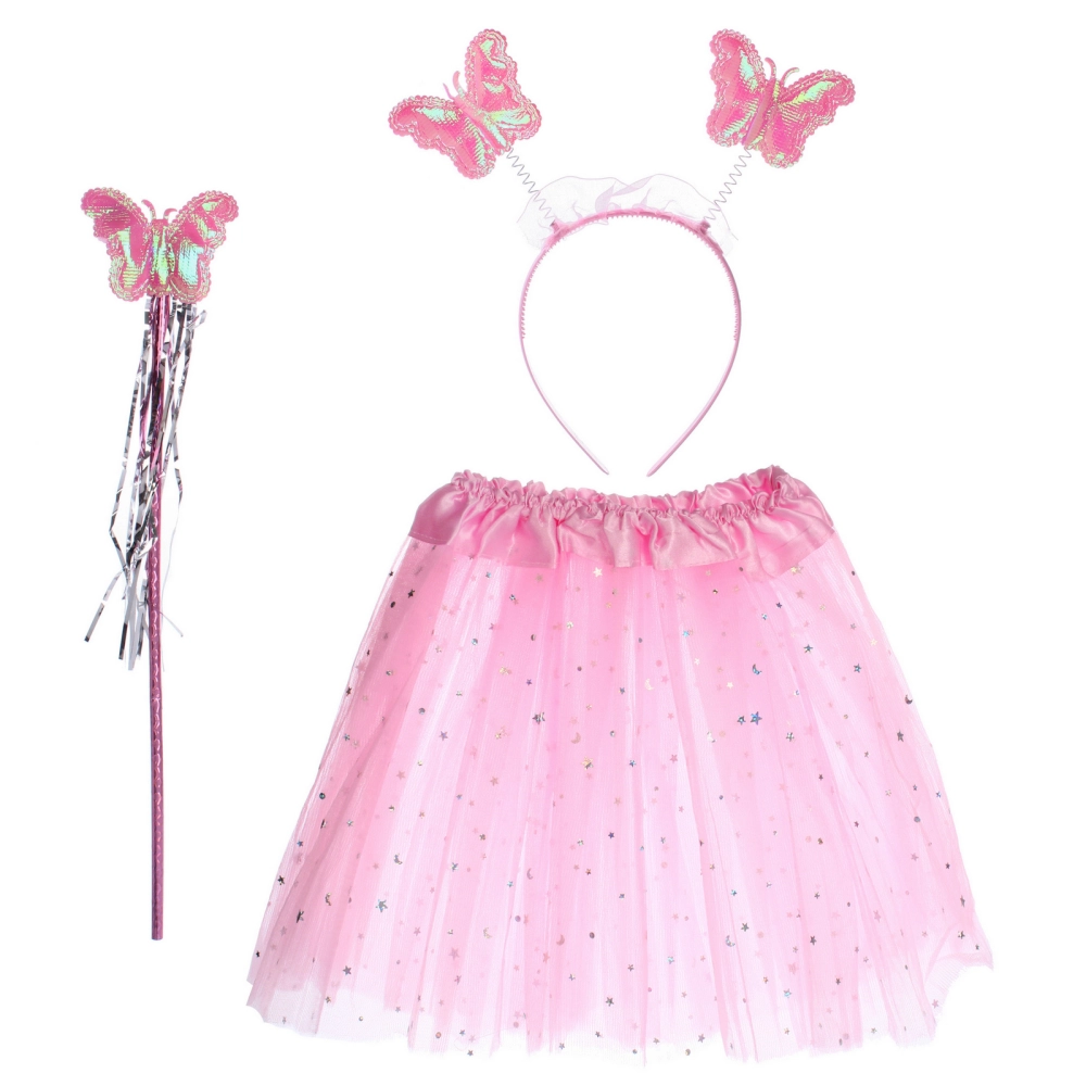Карнавальный костюм «Звездное небо» (юбка, ободок, волшебная палочка), Розовый