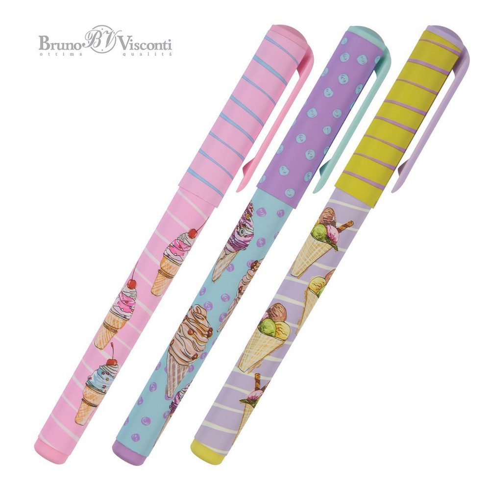 Ручка шариковая 0.7 мм, синяя DreamWrite "Сахарный рожок" 3 вида (BrunoVisconti)