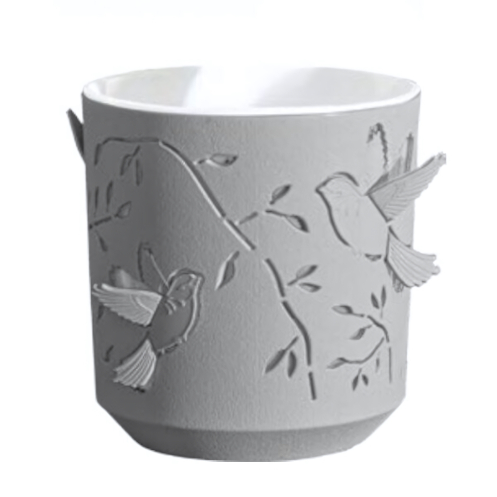 Кашпо "Колибри" (1,25л) Цв. Серый жемчуг/Белый