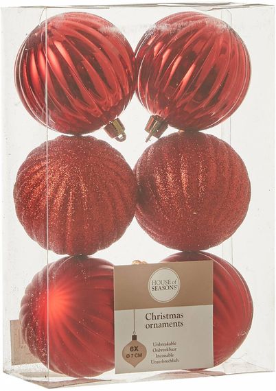 Набор пластиковых шаров Ламара 70 мм, цвет красный, House of seasons (83194)