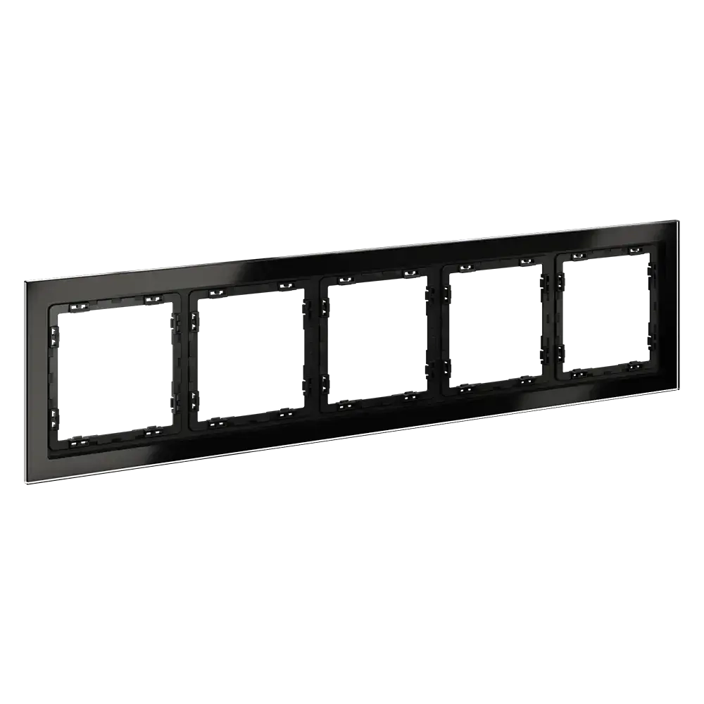 Рамка стеклянная VOLTUM S70 на 5 постов, (черный,стекло)