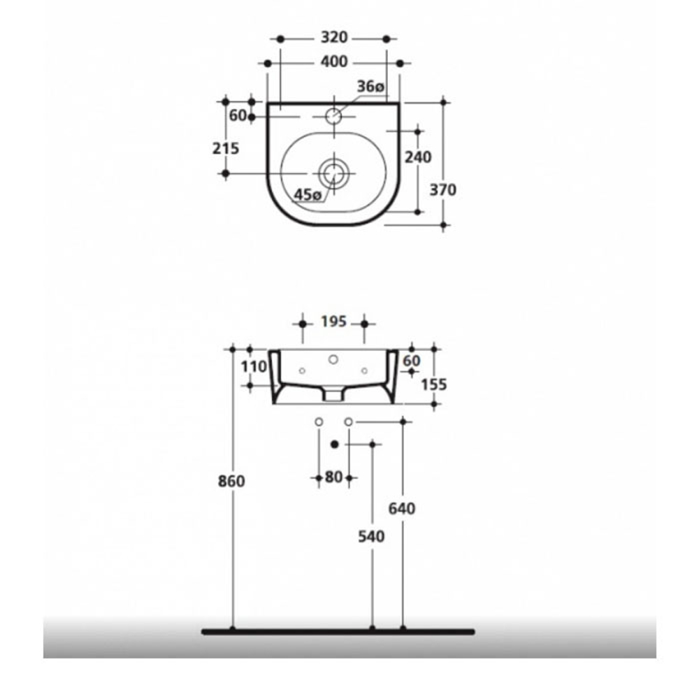 Раковина Kerasan Flo 314901*1 подвесная 40 см, цвет белый