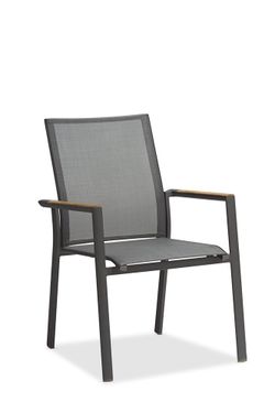 Lyon-Andy 220A+6N2R, комплект обеденной мебели антрацит/серый, алюминий/спеченный камень/тик