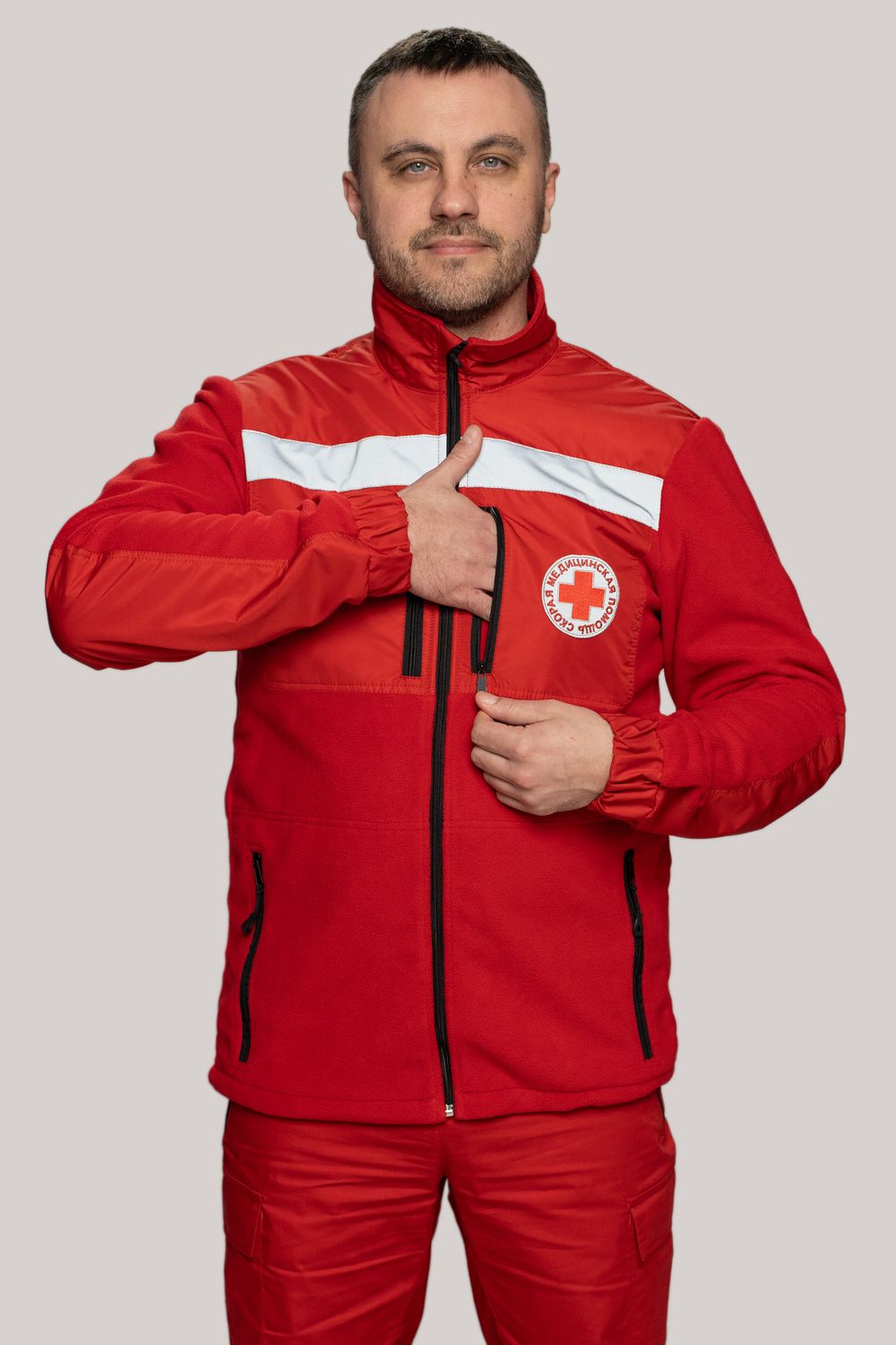 Толстовка флисовая мужская Скорая помощь Medicline цв. КРАСНЫЙ
