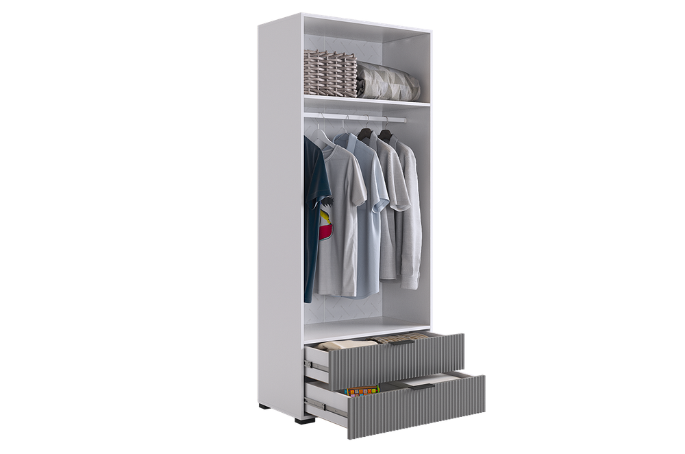 Шкаф двухдверный "Зефир" 108.01,(Белое дерево/Серый(эмаль),